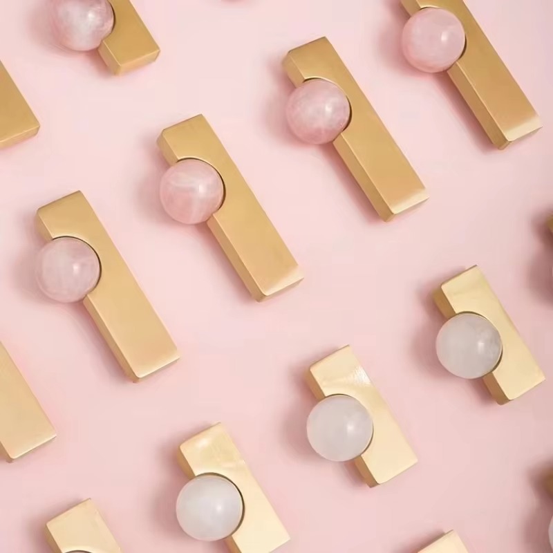 Furniture Hardware Drop Pulls - Bola de cristal branca + puxadores